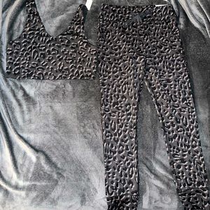 NWT Aerie gray leopard print set
